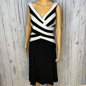 Sandra Darren black/white stripe dress size 8.